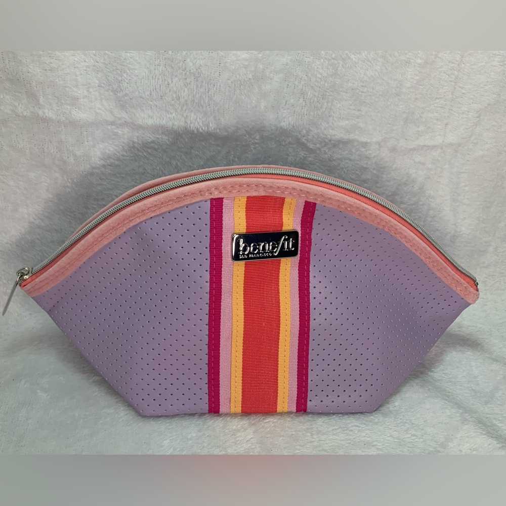 COPY - Benefit makeup bag - perfect for travel, featuring a pink and purple des…